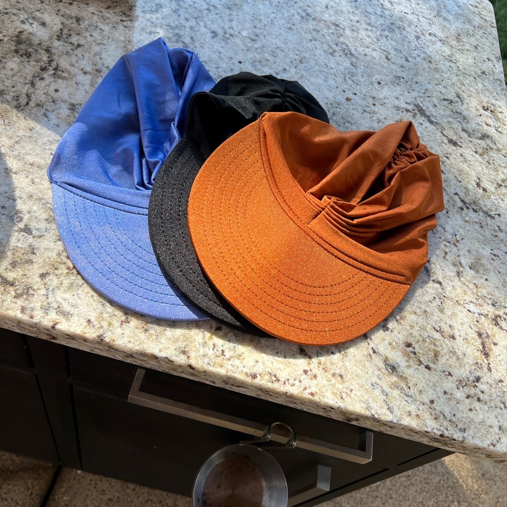 Stylish Blue, Black, and Orange Caps